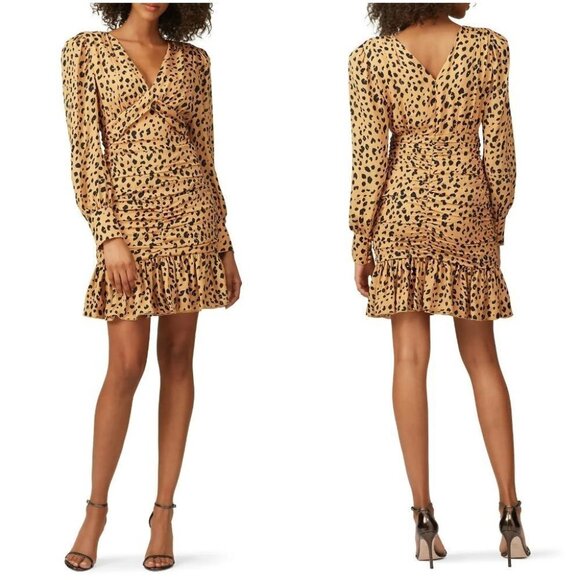 Nicholas Leopard 100% Silk Gathered Frill Dress $698 - Picture 1 of 12